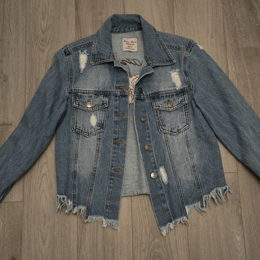 Blue Distressed Cropped Jean Jacket